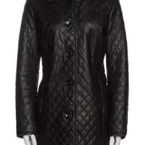 Neiman Marcus brand quilted lamb leather coat